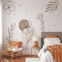 Ver imagem 1 de Adesivo de Parede Flor Ramos Contemporâneo Marrom Pastel Minimalista
