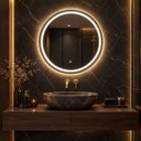 Ver imagem 6 de Espelho Decorativo Redondo Borda Dourada com Iluminação 90cm