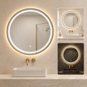 Ver imagem 1 de Espelho Decorativo Redondo Borda Dourada com Iluminação 90cm