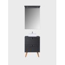 Ver imagem 1 de Gabinete para Banheiro com Tampo Cuba e Espelheira 60cm Retro Mdf Grafite Milano - On Móveis
