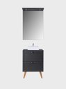 Ver imagem 1 de Gabinete para Banheiro com Tampo Cuba e Espelheira 60cm Retro Mdf Grafite Milano - On Móveis