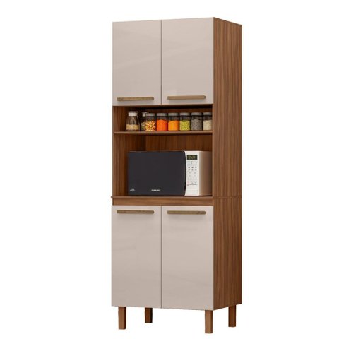 Paneleiro Pop Torre Quente 70cm com 4 Portas e 1 Nicho Freijo/baunilha/freijo