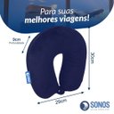 Ver imagem 3 de Almofada de Pescoço Sonos Tradicional para Viagem e Descanso - Azul Escuro