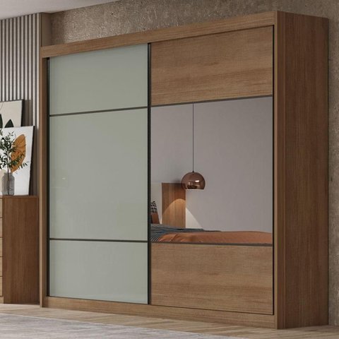 Guarda Roupa Casal Ambiente Belmonte 2 Portas 4 Gavetas Cumaru 25 Fendi – Novo Horizonte