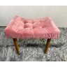 Puff Banqueta Retangular Decorativo com Pés Palito - Rosa Claro Veludo - 2