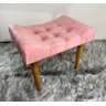 Puff Banqueta Retangular Decorativo com Pés Palito - Rosa Claro Veludo - 3