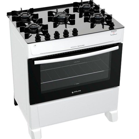 Fogão Atlas 5 Bocas Mônaco Top Glass Branco Bivolt