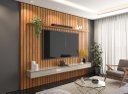 Ver imagem 1 de Painel Ripado Su 2.30m 3 Gavetões e Nicho para Tv até 75'' Cor Cinamomo / Off White Pt