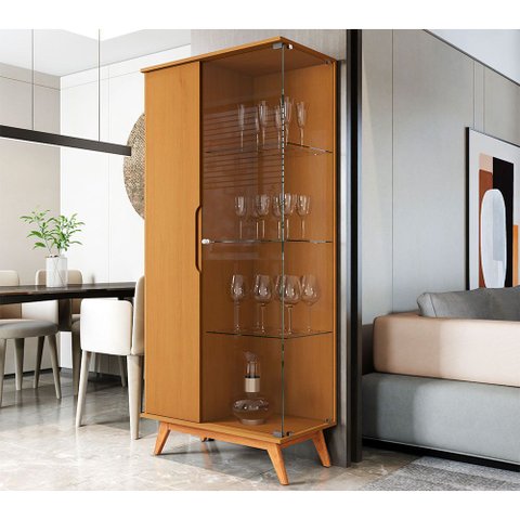 Cristaleira Louceira Sala de Jantar com Vidro Tucumã MDF Design Moderno