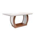 Ver imagem 1 de Mesa P/ Cozinha Jade C/ Tampo 180x90cm Madeirado Vidro Canto Curvo - Imbuia/off White - Rufato