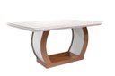 Ver imagem 1 de Mesa P/ Cozinha Jade C/ Tampo 180x90cm Madeirado Vidro Canto Curvo - Imbuia/off White - Rufato