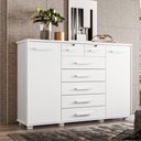 Ver imagem 1 de Cômoda Selene 7 Gavetas MDP Puxadores MDF Branco Fosco Albatroz Móveis