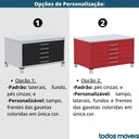 Ver imagem 3 de Mapoteca 5 Gavetas Pandin 120cm (larg) Tampo Mdp Branco Estrutura Aço Cinza Gaveta Azul Dali