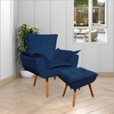 Ver imagem 3 de Conjunto 2 Poltronas e 1 Namoradeira Pés Palito Charger Suede Azul Marinho - Gran Belo