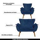 Ver imagem 5 de Conjunto 2 Poltronas e 1 Namoradeira Pés Palito Charger Suede Azul Marinho - Gran Belo