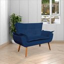 Ver imagem 2 de Conjunto 2 Poltronas e 1 Namoradeira Pés Palito Charger Suede Azul Marinho - Gran Belo
