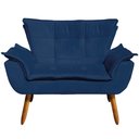 Ver imagem 6 de Conjunto 2 Poltronas e 1 Namoradeira Pés Palito Charger Suede Azul Marinho - Gran Belo