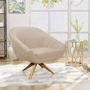 Ver imagem 2 de Kit 02 Poltronas Giratória Giovana Suede Bege Base Madeira MA30 - D’Rossi
