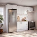 Ver imagem 1 de Cozinha Planejada 5 Peças 3 Aéreo 1 Balcão com Tampo 1 Kit Lateral Marselha CabeCasa MadeiraOriginals Branco