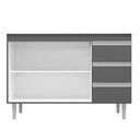 Ver imagem 2 de Balcão P/ Pia Gabinete Andréia 100cm 2 Portas 3 Gavetas:cinza