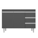 Ver imagem 1 de Balcão P/ Pia Gabinete Andréia 100cm 2 Portas 3 Gavetas:cinza