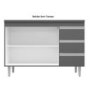 Ver imagem 3 de Balcão P/ Pia Gabinete Andréia 100cm 2 Portas 3 Gavetas:cinza