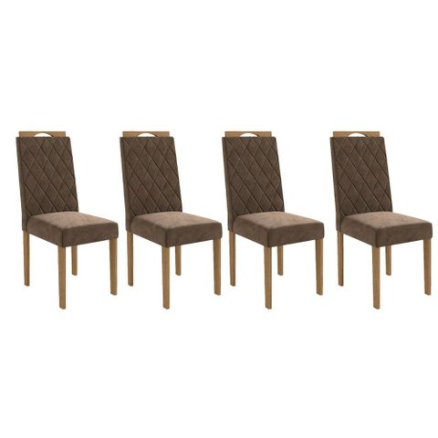 Cadeira Sala de Jantar 2cad152ea Kit 4 Un Eucalipto/veludo Marrom A033 - Kappesberg