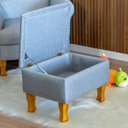 Ver imagem 5 de Poltrona de Amamentação Fixa com Pés de Madeira e Puff Baú Xodó Larbelle Linho