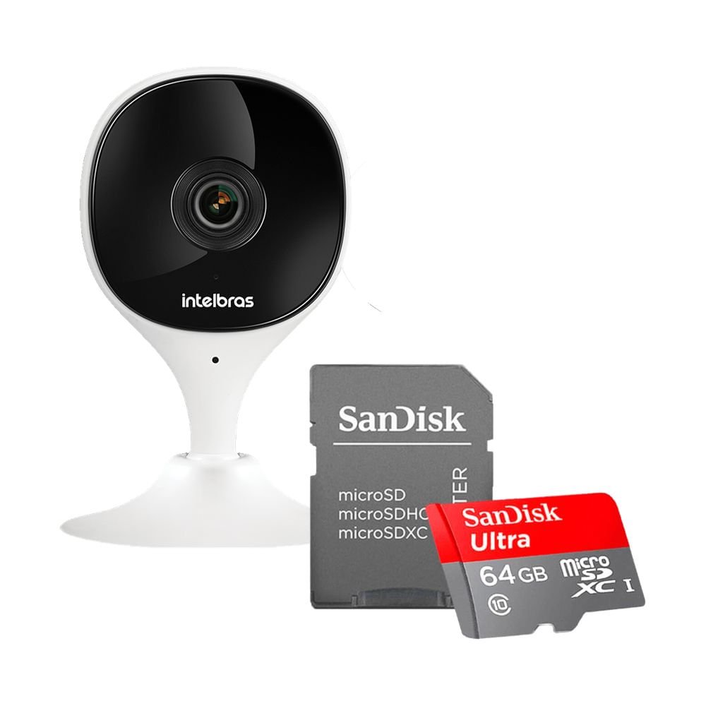 Kit Câmera IP Inteligente Interna Intelbras Full HD + Cartão de Memória ...
