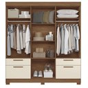 Ver imagem 4 de Guarda Roupa Casal com Cômoda Curitiba 8 Portas de Bater 4 Gavetas MDP Jatobá Areia Santos Andirá
