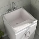 Ver imagem 6 de Tanque de Lavanderia com Gabinete 45L de Mármore para Lavar Roupas 2 Portas T00D601 Branco - Ozini