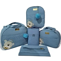 Bolsa maternidade bebê kit 5 peças Urso Azul impermeável - 2
