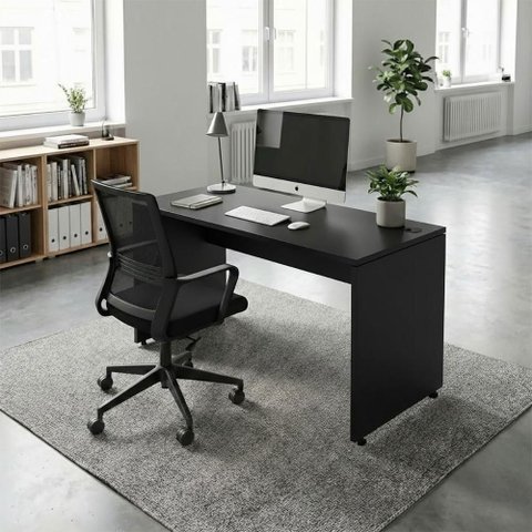 Mesa Escrivaninha Retangular F5 Office Co Moderno MDF-MDP 100cm Preto
