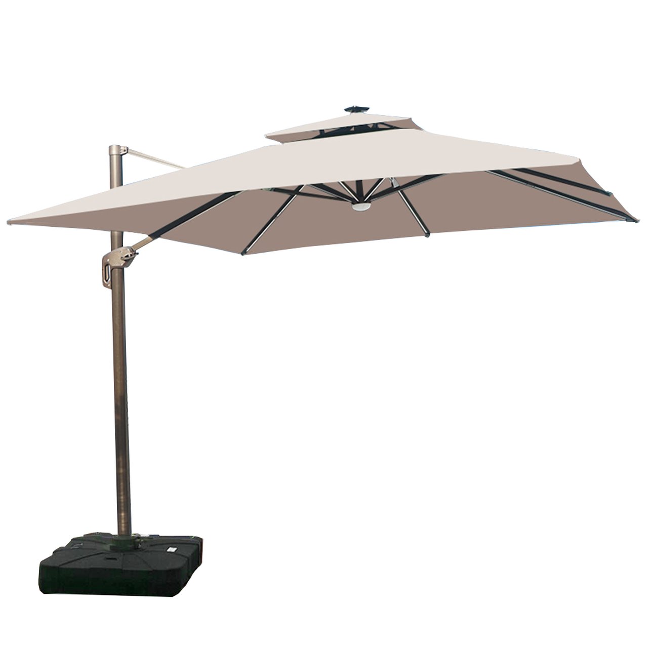 Ombrelone Guarda Sol Gold Led Alumínio 3,0 X 3,0 C/ Base em 100 L Sol&sombra Bege - 3