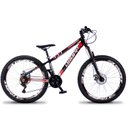 Ver imagem 3 de Bicicleta Aro 26 Dropp X Freeride 21 Marchas Aros Jumpmax DH Freio a Disco:Preto/Cinza-Vermelho