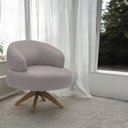 Ver imagem 1 de Poltrona Decorativa Katy Sala de Estar Base Giratória em Madeira Couro Avelã G88 - Gran Belo
