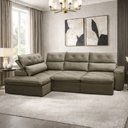 Ver imagem 3 de Sofá 3 Lugares Retrátil Reclinável Chaise Esquerdo 258cm Bergen F04 Veludo Amêndoa - Lyam Decor