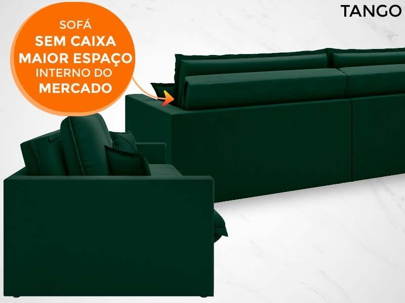 Sofá Tango 2,60M Sem Caixa, Retrátil e Reclinável Velosuede Verde - Netsofás - 3