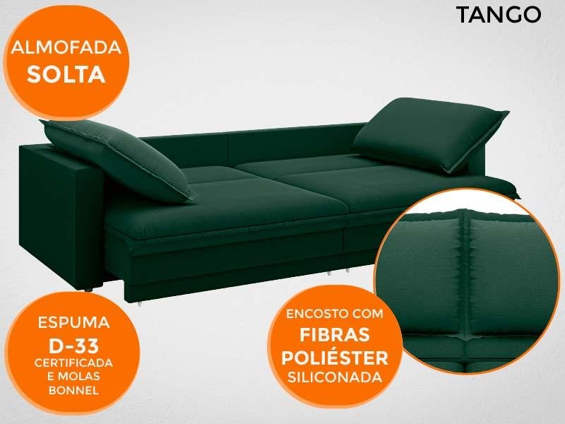 Sofá Tango 2,60M Sem Caixa, Retrátil e Reclinável Velosuede Verde - Netsofás - 4
