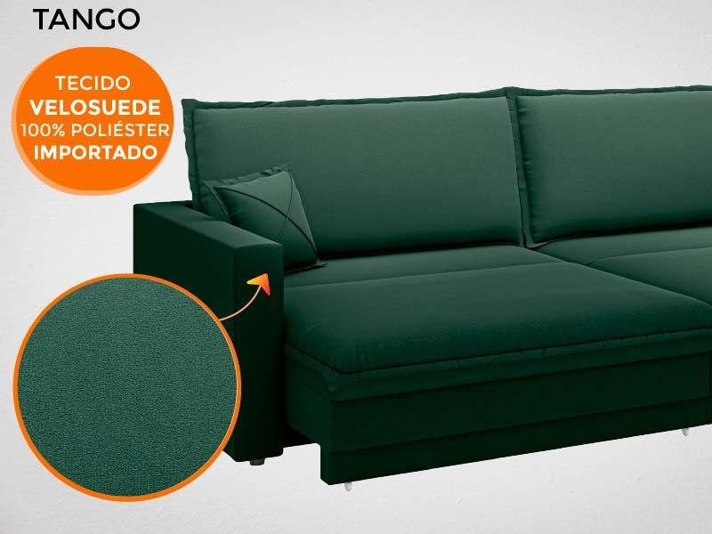 Sofá Tango 2,60M Sem Caixa, Retrátil e Reclinável Velosuede Verde - Netsofás - 6