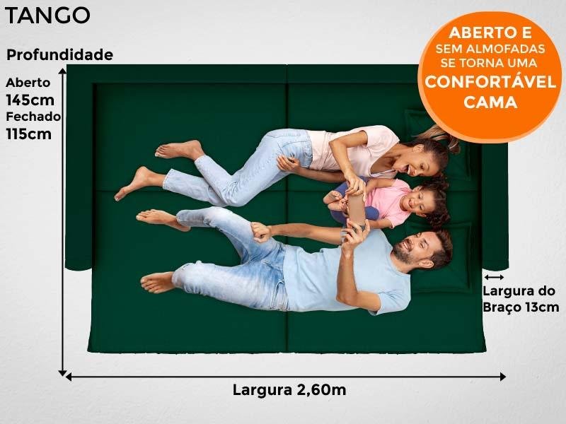Sofá Tango 2,60M Sem Caixa, Retrátil e Reclinável Velosuede Verde - Netsofás - 9