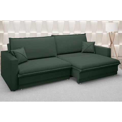 Sofá Tango 2,60M Sem Caixa, Retrátil e Reclinável Velosuede Verde - Netsofás