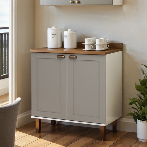 Balcão 2 Portas Americano Provençal 100% Mdf com Tampo Iluminata