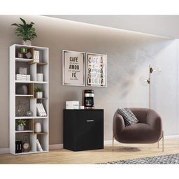 Aparador com Mesa Dobrável Cantinho do Café Ibiza Multimóveis Preto - 7