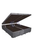 Ver imagem 4 de Base Box Baú Casal Luxo Blindado Bipartido AColchoes Suede Cinza 49x138x188