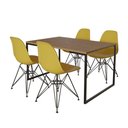 Ver imagem 6 de Mesa Industrial Base Ferro Preto 137x90 Tampo Amêndoa 4 Cadeiras Eiffel Ferro Preto Assento Amarelo