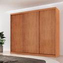 Ver imagem 1 de Guarda-Roupa Casal 100% MDF 3 Portas de Correr com 4 Gavetas Chile Marrom/Marromle