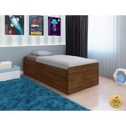 Cama Solteiro com Bau Interno Embutido Pratica Reforçada Camila Mdf/mpd Framar Malbec - 2
