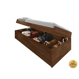 Cama Solteiro com Bau Interno Embutido Pratica Reforçada Camila Mdf/mpd Framar Malbec - 4