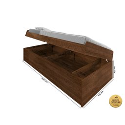 Cama Solteiro com Bau Interno Embutido Pratica Reforçada Camila Mdf/mpd Framar Malbec - 3